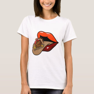 Turkey Tongue Out Thanksgiving Day Funny Lips Fall T-Shirt
