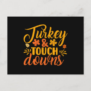 Turkey Touch Downs Thanksgiving Family Football Postcard