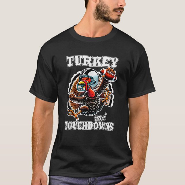 Turkey Touchdowns Funny Football Thanksgiving Men  T-Shirt (Front)