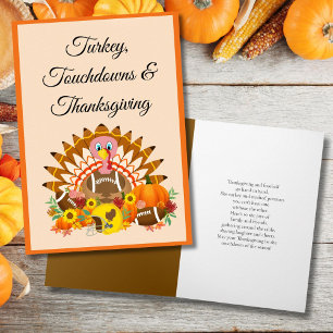 Turkey, Touchdowns & Thanksgiving with Footballs Card