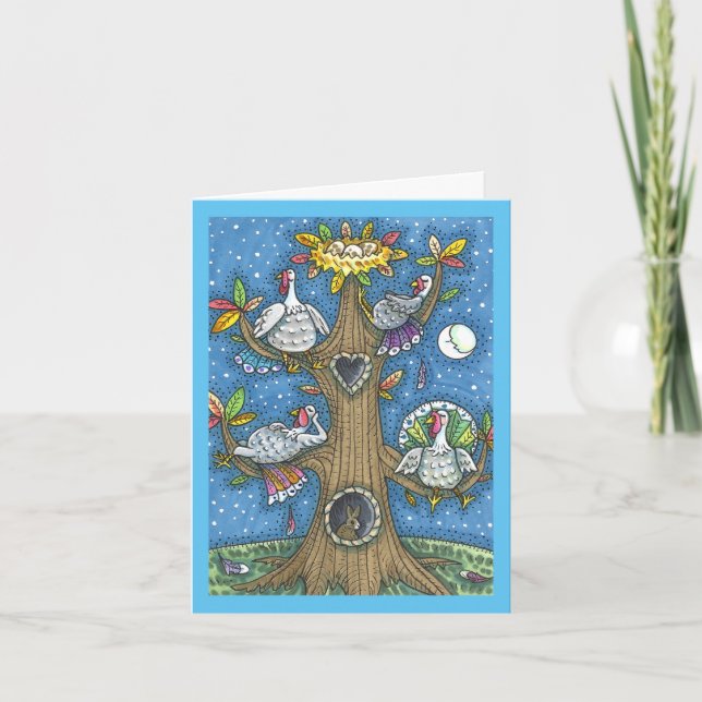 TURKEY TREE, THANKSGIVING FUNNY GOBBLERS Blank Card (Front)