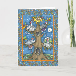 TURKEY TREE, THANKSGIVING FUNNY GOBBLERS ROOSTING HOLIDAY CARD