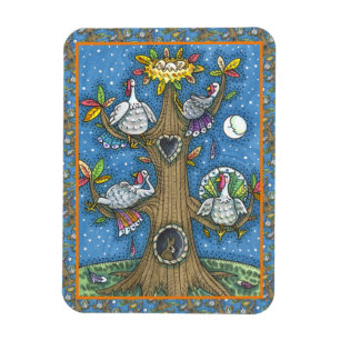 TURKEY TREE, THANKSGIVING FUNNY GOBBLERS ROOSTING MAGNET