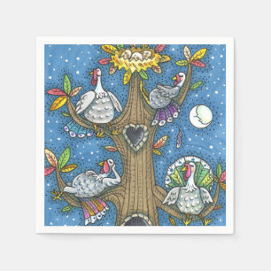 TURKEY TREE, THANKSGIVING FUNNY GOBBLERS ROOSTING NAPKIN