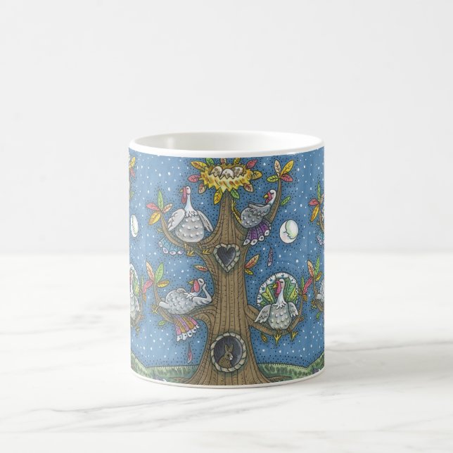TURKEY TREE, THANKSGIVING GOBBLERS ROOSTING MUG (Center)