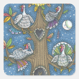 TURKEY TREE, THANKSGIVING GOBBLERS STICKERS Squ