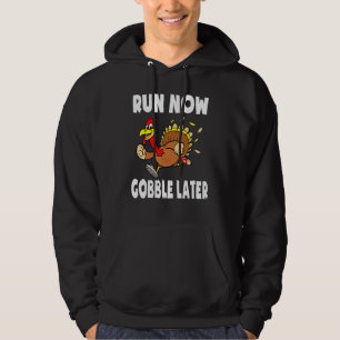 Turkey Tro Kids Thanksgiving Run Now Gobble Later Hoodie