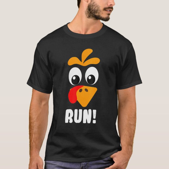 Turkey Trot Adult Running Costume Face Run Thanksg T-Shirt (Front)
