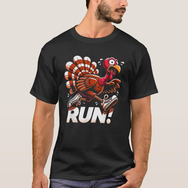 Turkey Trot Gear Funny Thanksgiving Costume Runnin T-Shirt (Front)