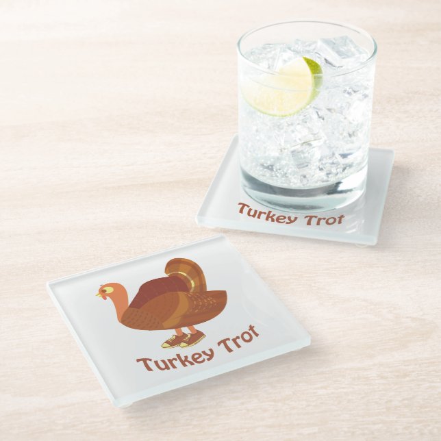 Turkey Trot Glass Coaster (Angled)