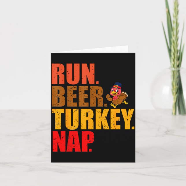 Turkey Trot Running Thanksgiving Run Beer Nap  Card (Front)