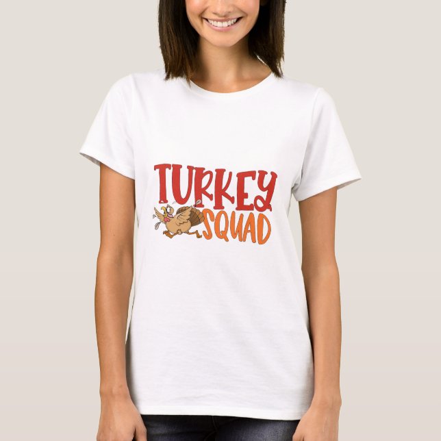 Turkey Trot Squad Funny Thanksgiving Running Match T-Shirt (Front)