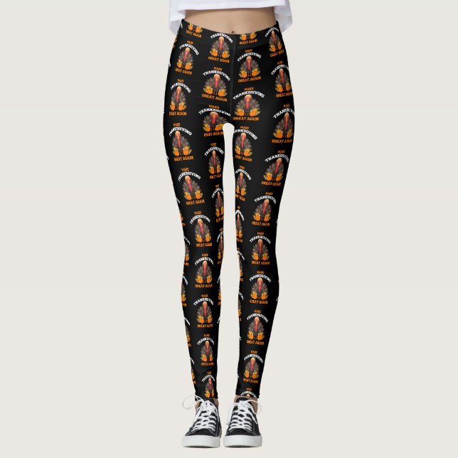 Turkey Trump Make Thanksgiving Great Again Leggings (Front)