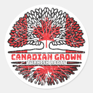 Turkey Turkish Canadian Canada Tree Roots Flag Classic Round Sticker