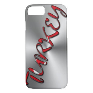 Turkey Turkish Flag Colour Typography Silver Grey iPhone 8/7 Case