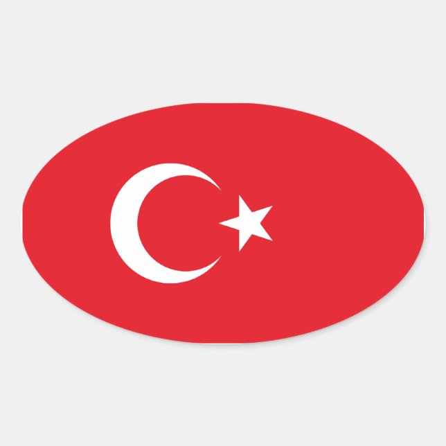 Turkey/Turkish Flag Oval Sticker (Front)