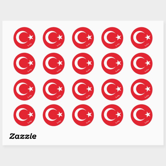 Turkey & Turkish flag patriots, holiday / sports Classic Round Sticker (Sheet)
