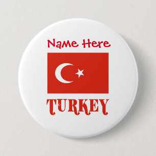 Turkey Turkish Flag Red Personalisation 7.5 Cm Round Badge
