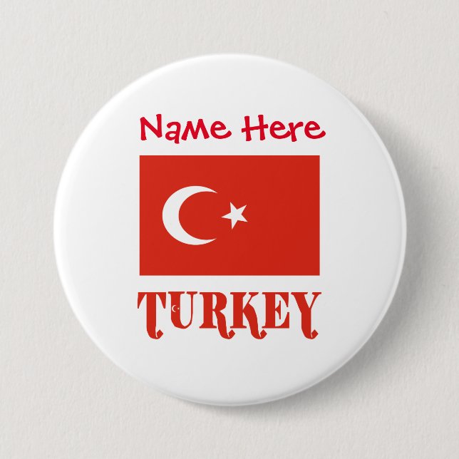 Turkey Turkish Flag Red Personalisation  7.5 Cm Round Badge (Front)