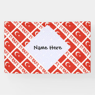 Turkey Turkish Flag Tiled Personalised Name  Banner