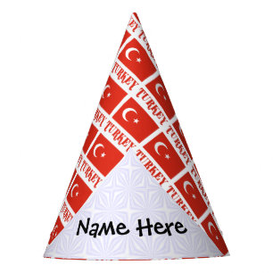 Turkey Turkish Flag Tiled Personalised Name Party Hat