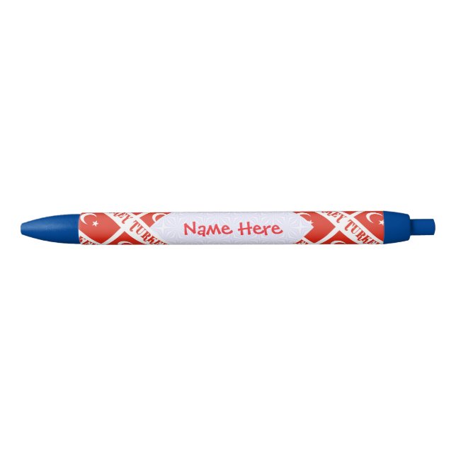 Turkey Turkish Flag Tiled Red Personalised  Black Ink Pen (Front)