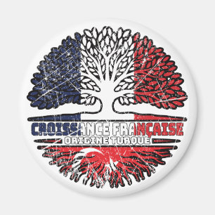 Turkey Turkish French France Tree Roots Flag Magnet