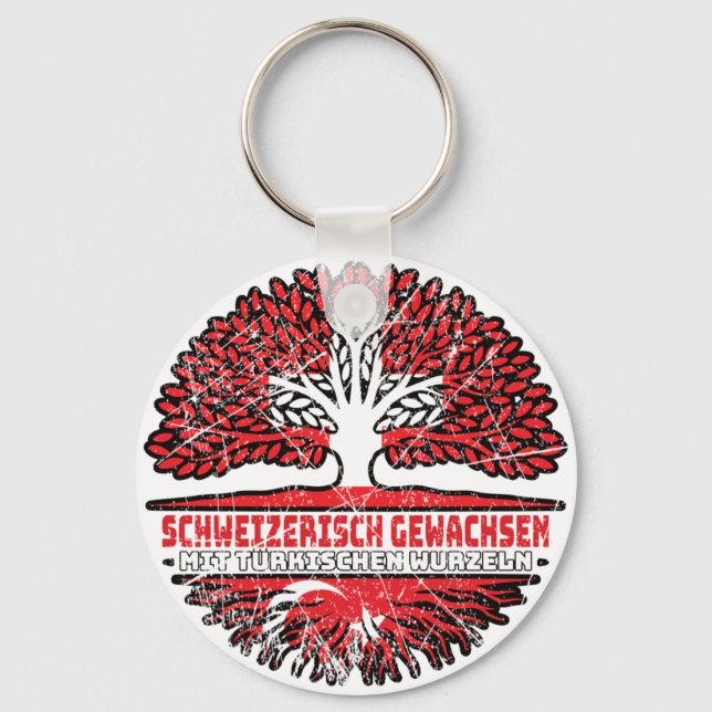 Turkey Turkish Swiss Baum Root Flag Key Ring (Front)