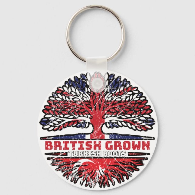 Turkey Turkish Uk United Kingdom British Tree Key Ring (Front)