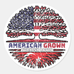 Turkey Turkish US American USA United States Tree Classic Round Sticker