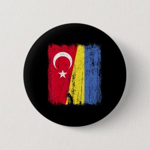 Turkey Ukraine Half Flag Turkish Ukrainian Heritag 6 Cm Round Badge