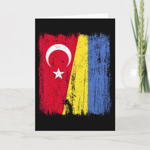 Turkey Ukraine Half Flag Turkish Ukrainian Heritag Card