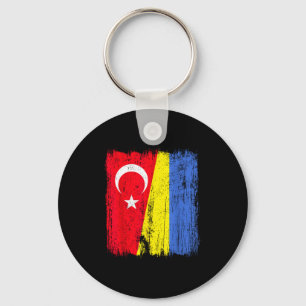 Turkey Ukraine Half Flag Turkish Ukrainian Heritag Key Ring