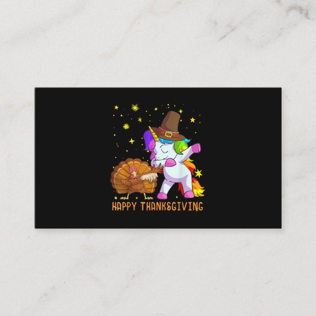 Turkey Unicorn Dancing Funny Thanksgiving Girls Wo Business Card (Front)
