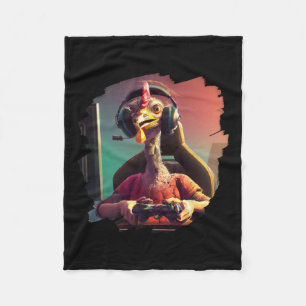 Turkey Video Game Gamer Thanksgiving Turkey  Fleece Blanket