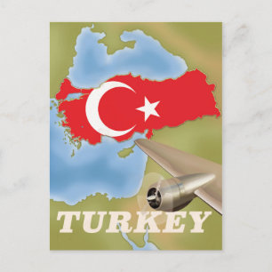 Turkey vintage flight poster postcard