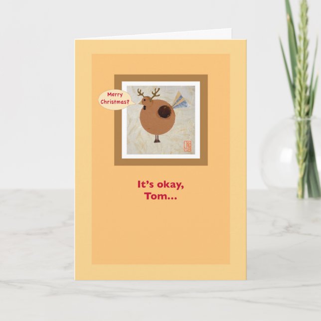 Turkey w/Antlers Vegetarian Humourous Thanksgiving Card (Front)