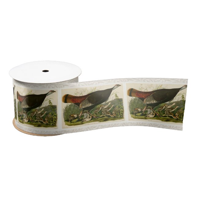 Turkey Wild Audubon Bird Painting Satin Ribbon (Spool)