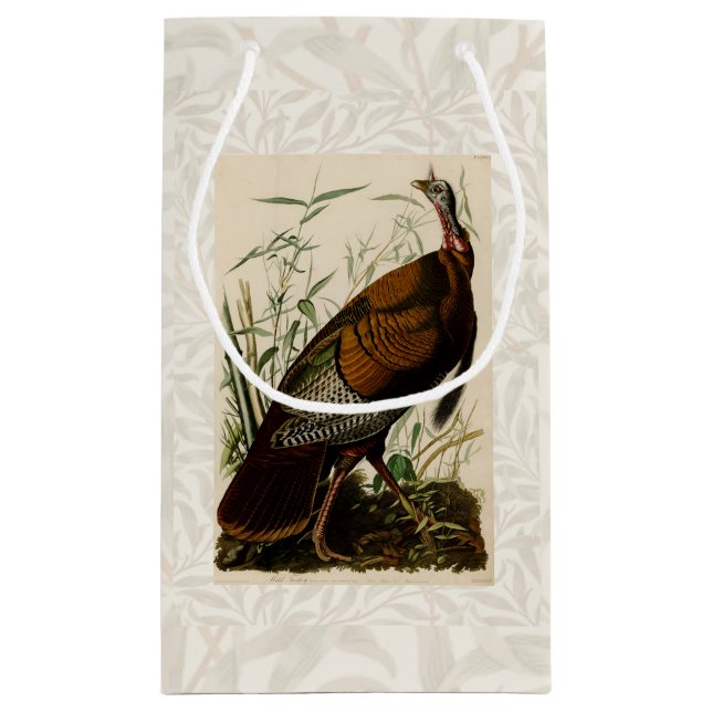 Turkey Wild Audubon Bird Painting Small Gift Bag (Back)