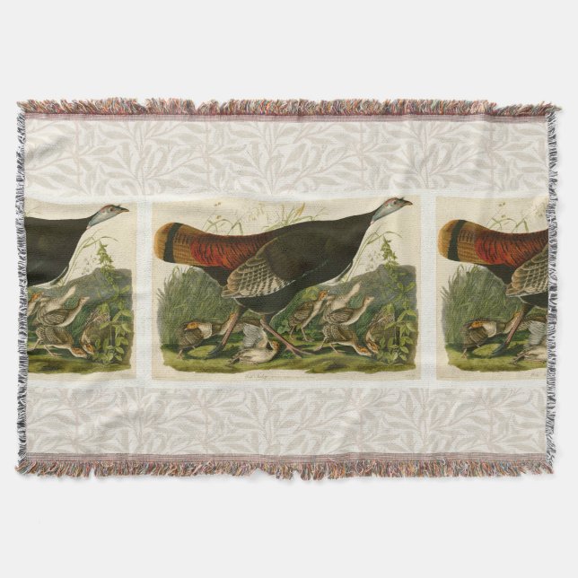 Turkey Wild Audubon Bird Painting Throw Blanket (Front)