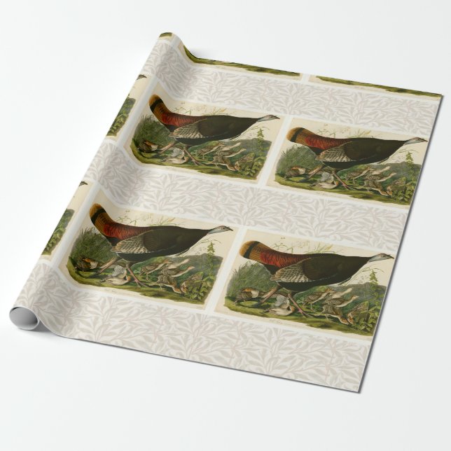 Turkey Wild Audubon Bird Painting Wrapping Paper (Unrolled)