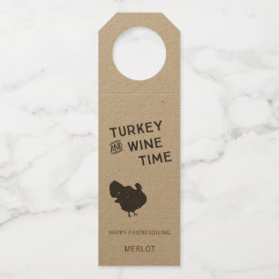 Turkey & Wine Time   Thanksgiving   Friendsgiving Bottle Tag