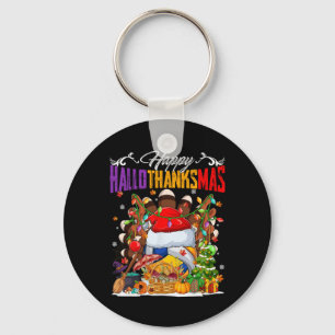 Turkey Witch Volleyball Ball Xmas Lights Hallothan Key Ring