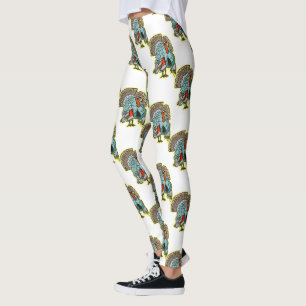 Turkey with an axe funny thanksgiving leggings