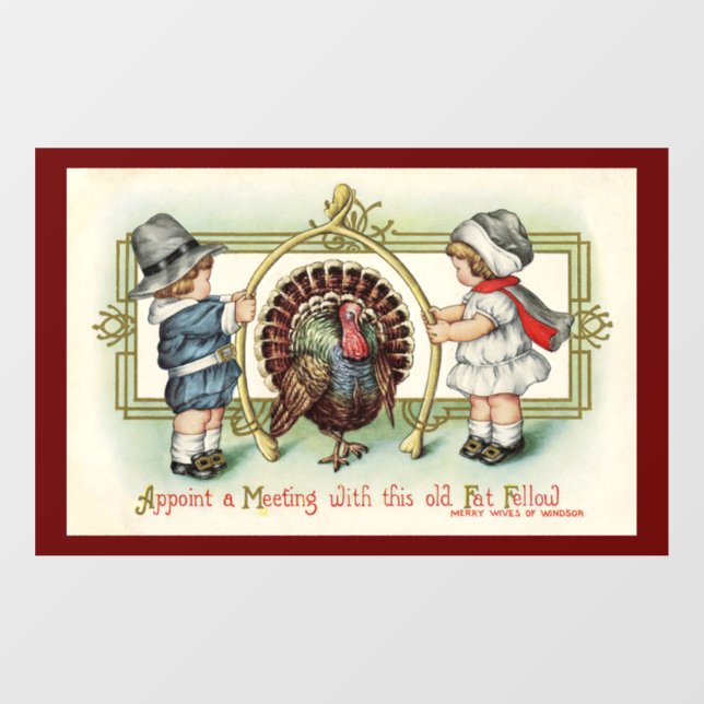 Turkey With Children Window Cling (Sheet)