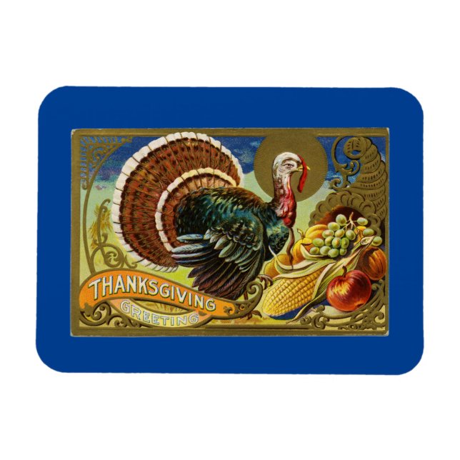 Turkey With Cornucopia Flexible Magnet (Horizontal)