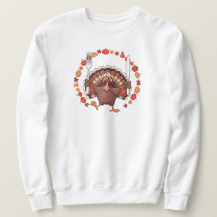 Turkey with Fork & Knife   WHITE ONLY Sweatshirt