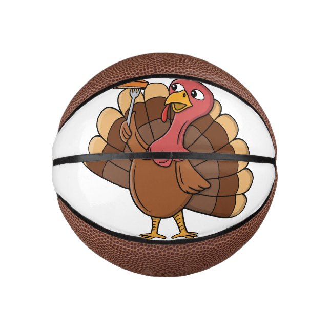 Turkey With Pie Slice Mini Basketball (Front)
