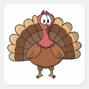 Turkey with Wide Tail Square Sticker