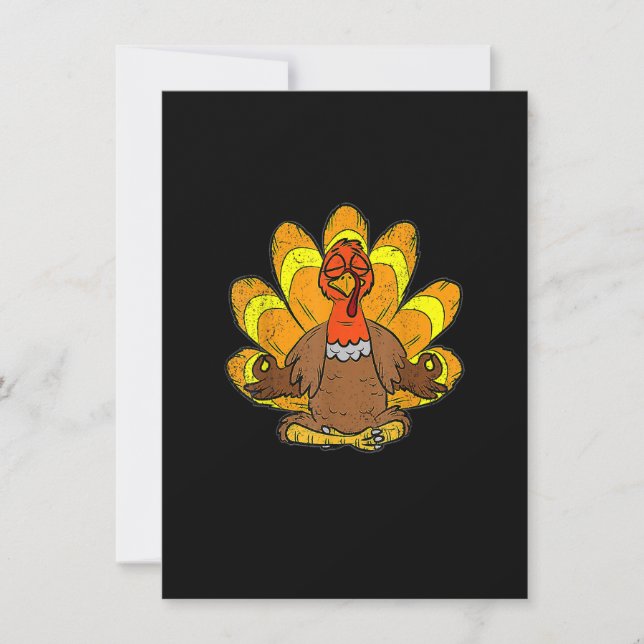 Turkey Yoga Thanksgiving Day Funny Meditating Nama Invitation (Front)